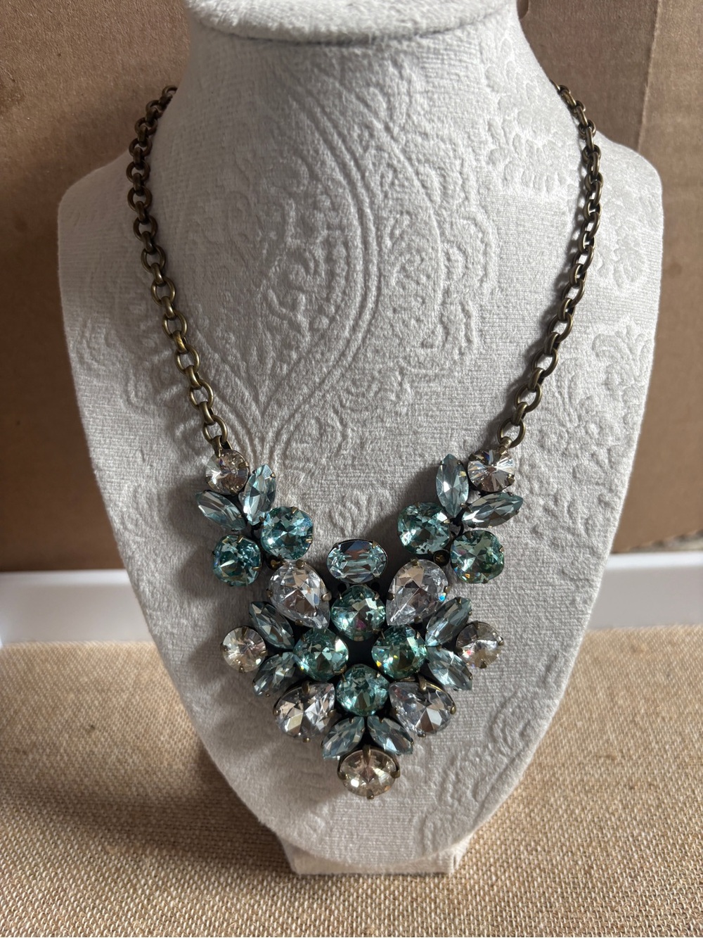 Sorrelli Statement Teal and Clear Crystal Bib Necklace